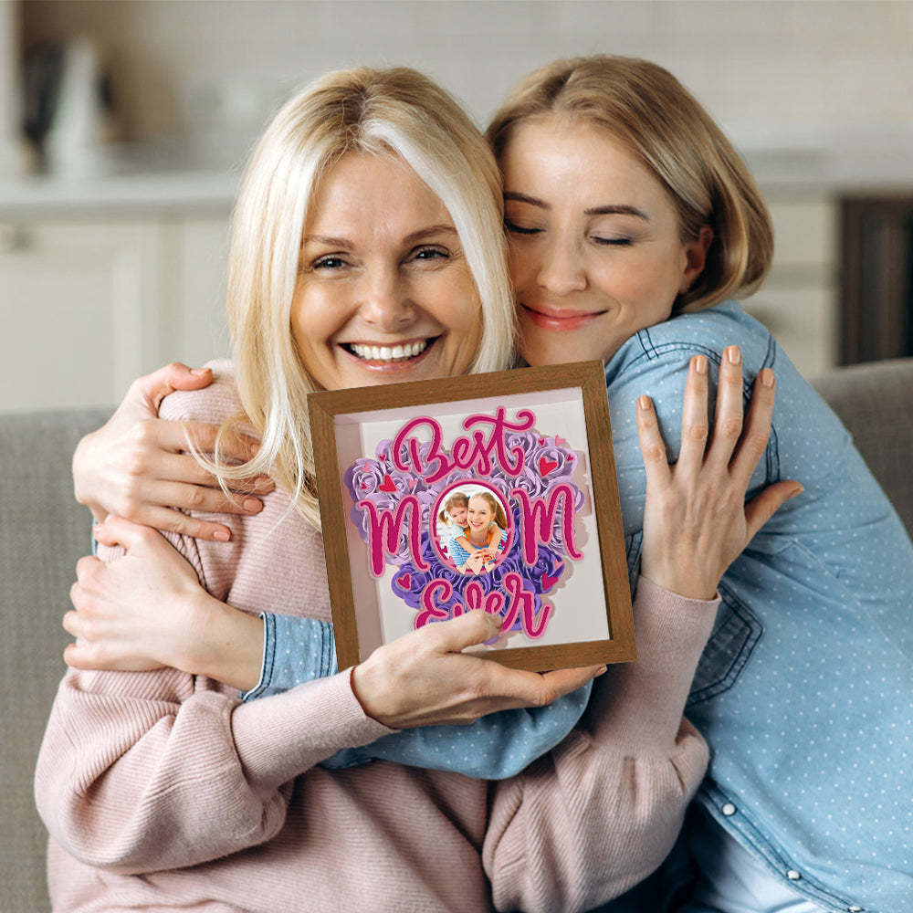 Personalized Photo Flower Shadow Box Frame Mother's Day Gift - makephotopuzzleuk