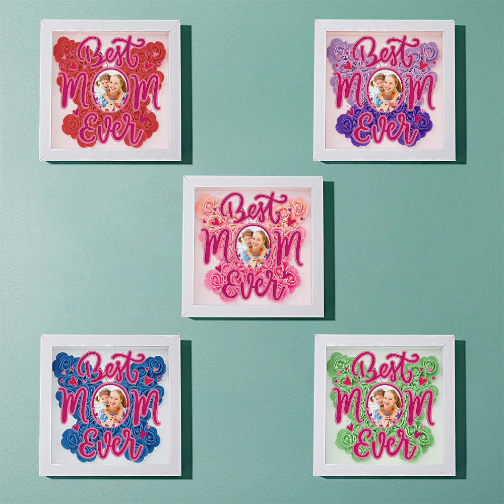 Personalized Photo Flower Shadow Box Frame Mother's Day Gift - makephotopuzzleuk