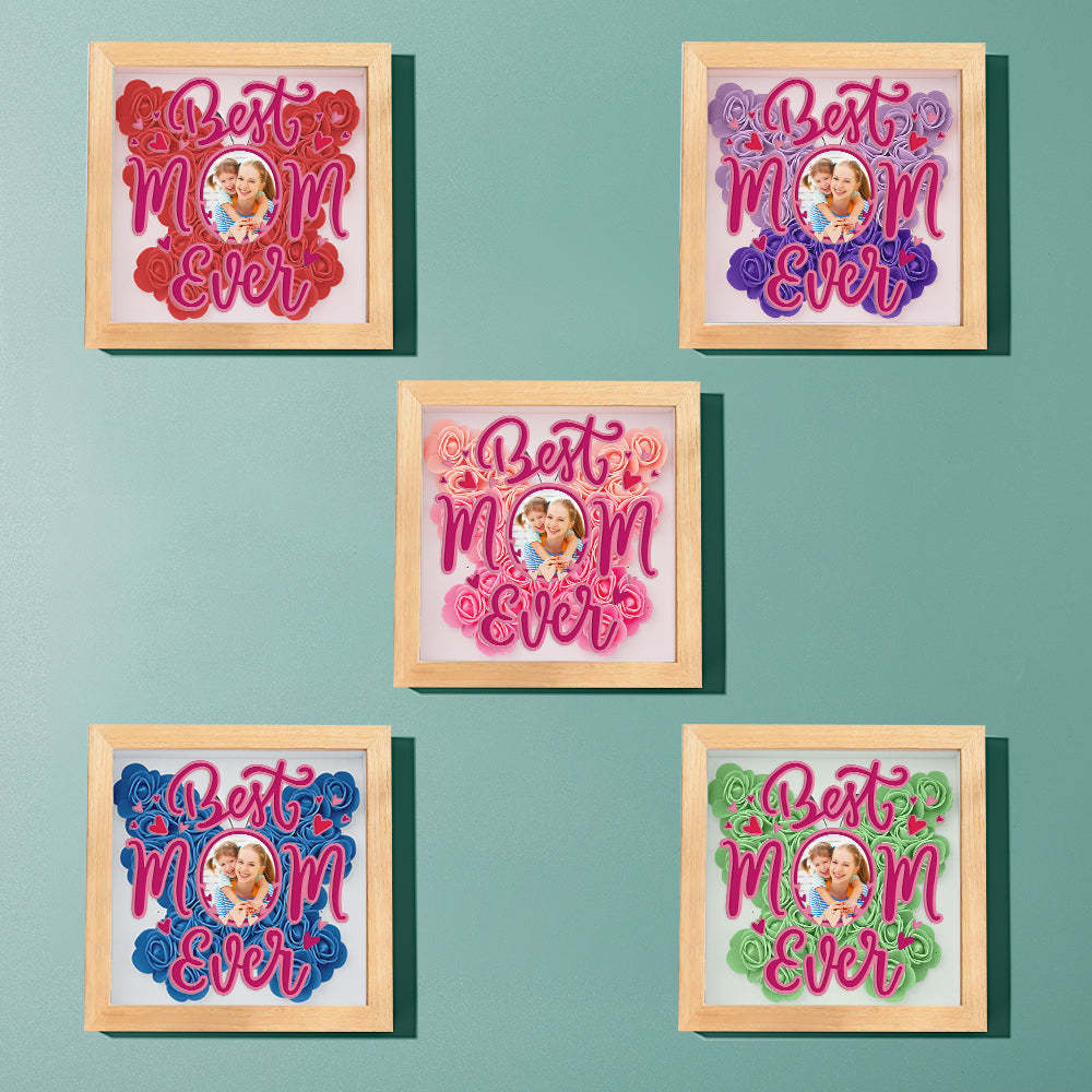 Personalized Photo Flower Shadow Box Frame Mother's Day Gift - makephotopuzzleuk