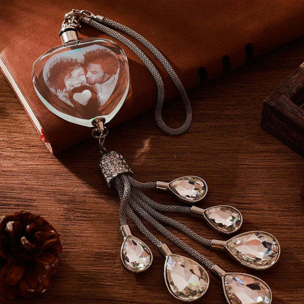 Mother's Day Gifts Custom Photo Ornaments Crystal Heart-shaped Car Gifts for Mum