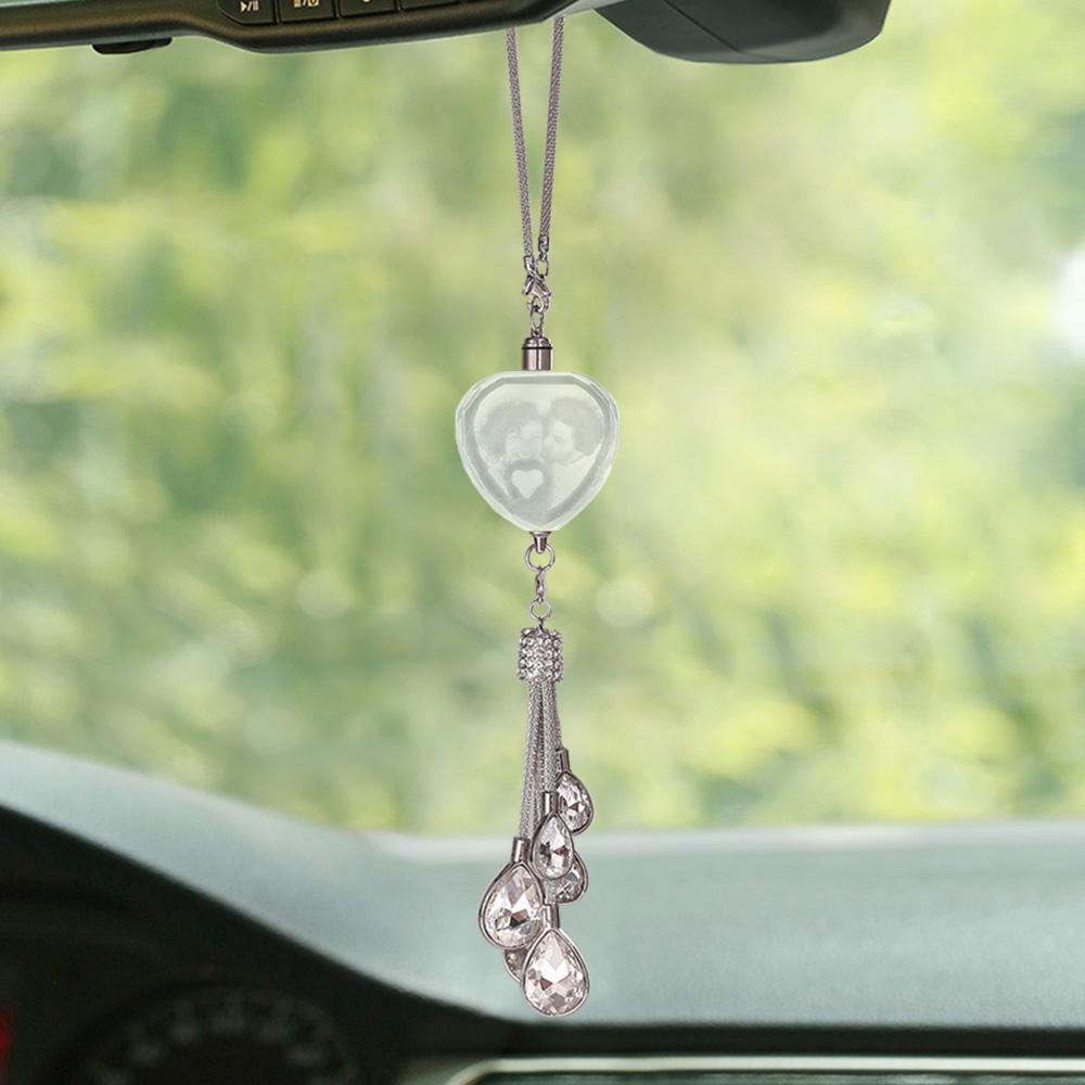 Mother's Day Gifts Custom Photo Ornaments Crystal Heart-shaped Car Gifts for Mum