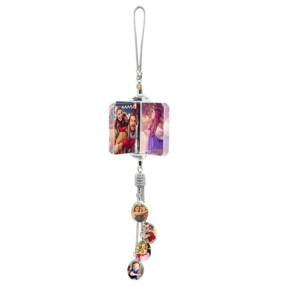 Custom Photo Car Crystal Rearview Mirror Hanging Decorations Accessories Gifts for Family - GiftLab