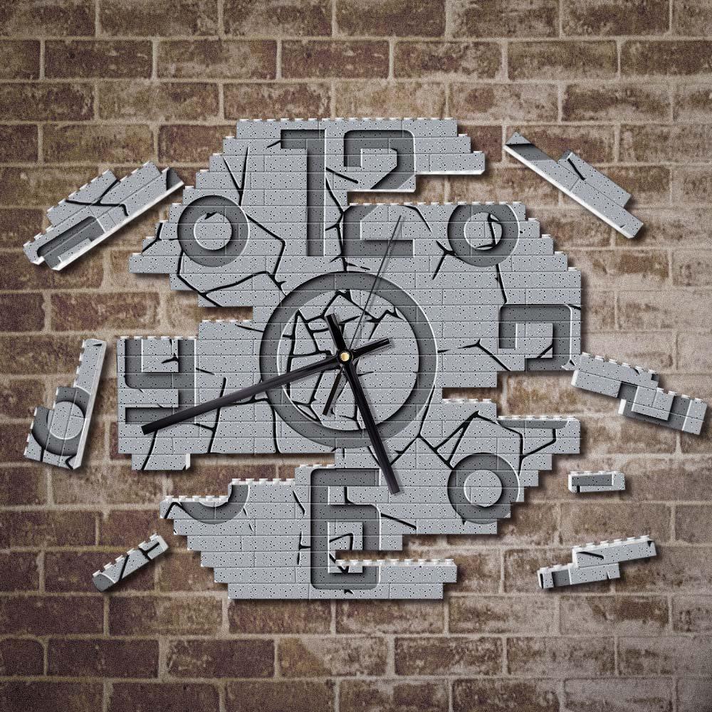Artistic Building Block Wall Clock Fun Puzzle Decoration - makephotopuzzleuk