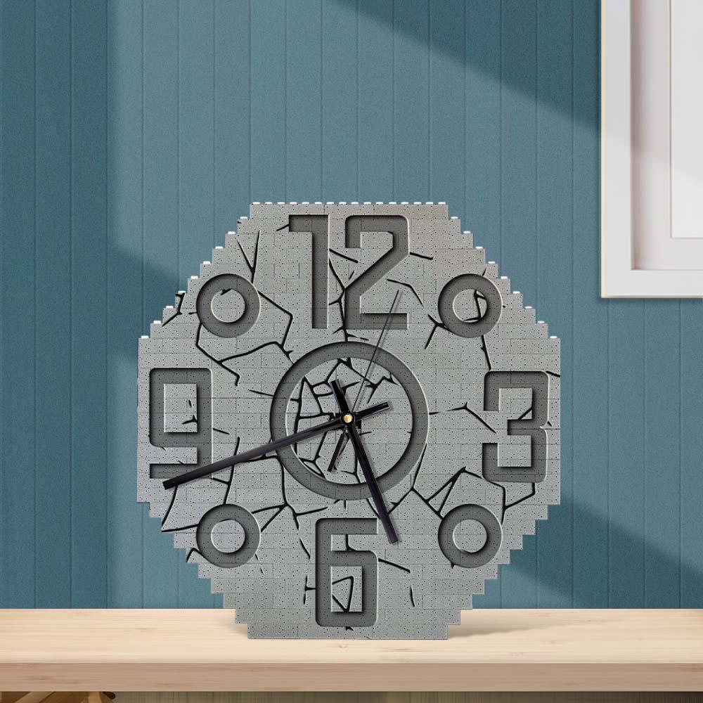 Artistic Building Block Wall Clock Fun Puzzle Decoration - makephotopuzzleuk