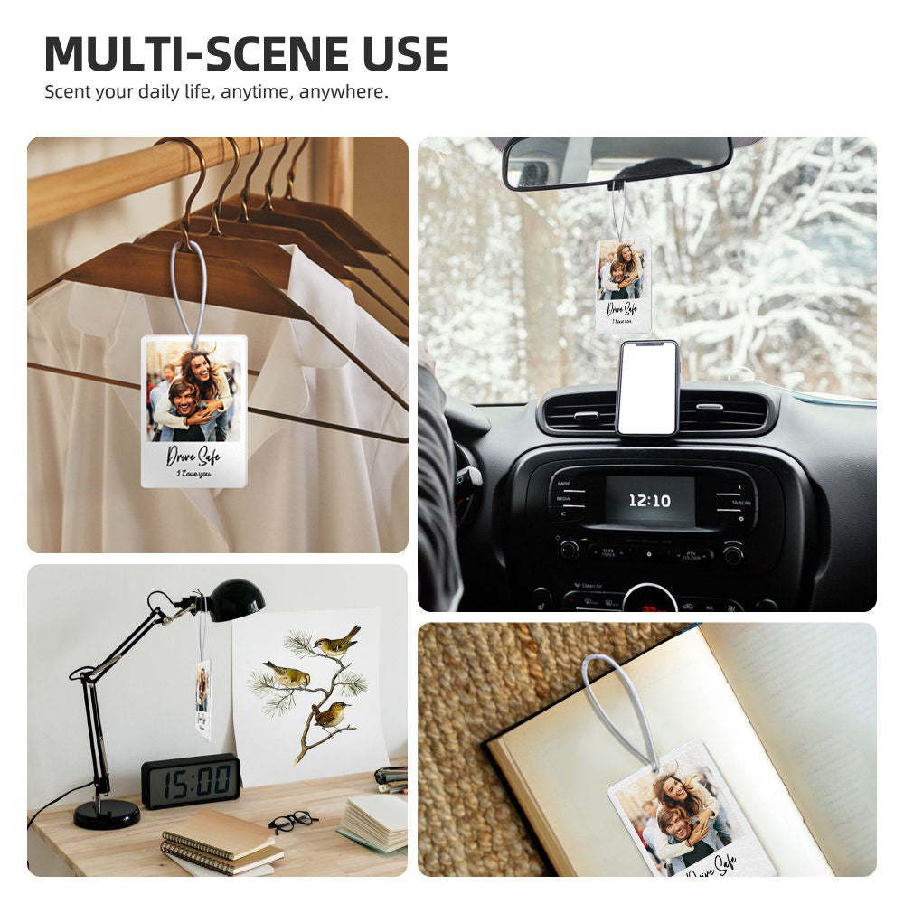 personalized Photo Car Air Freshener Rearview Mirror Ornament Air Freshener Drive Safe Gifts for Him - makephotopuzzleuk