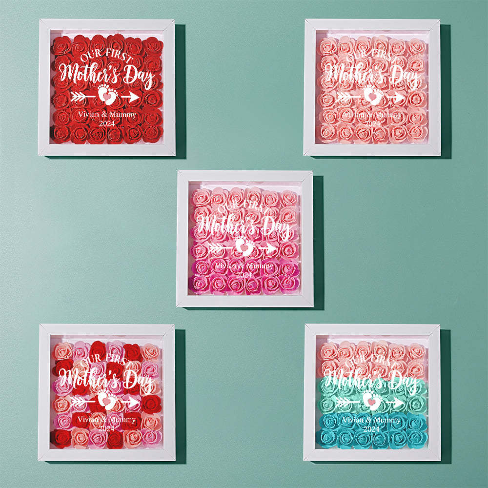 Custom Flower Shadow Box Personalized Flower Shadowbox Frame First Mother's Day Gift - makephotopuzzleuk