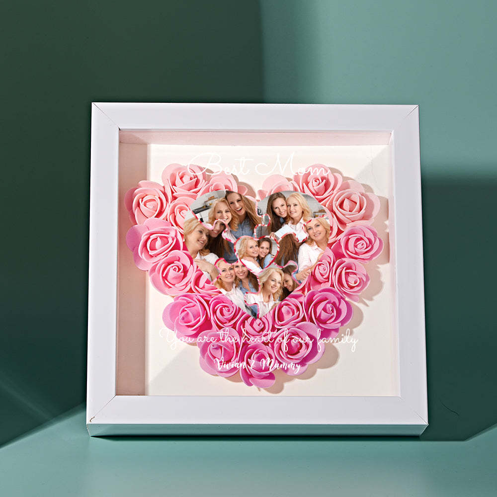 Custom Photo Puzzle Flower Shadow Box Personalized Flower Shadowbox Frame Mother's Day Gift - makephotopuzzleuk
