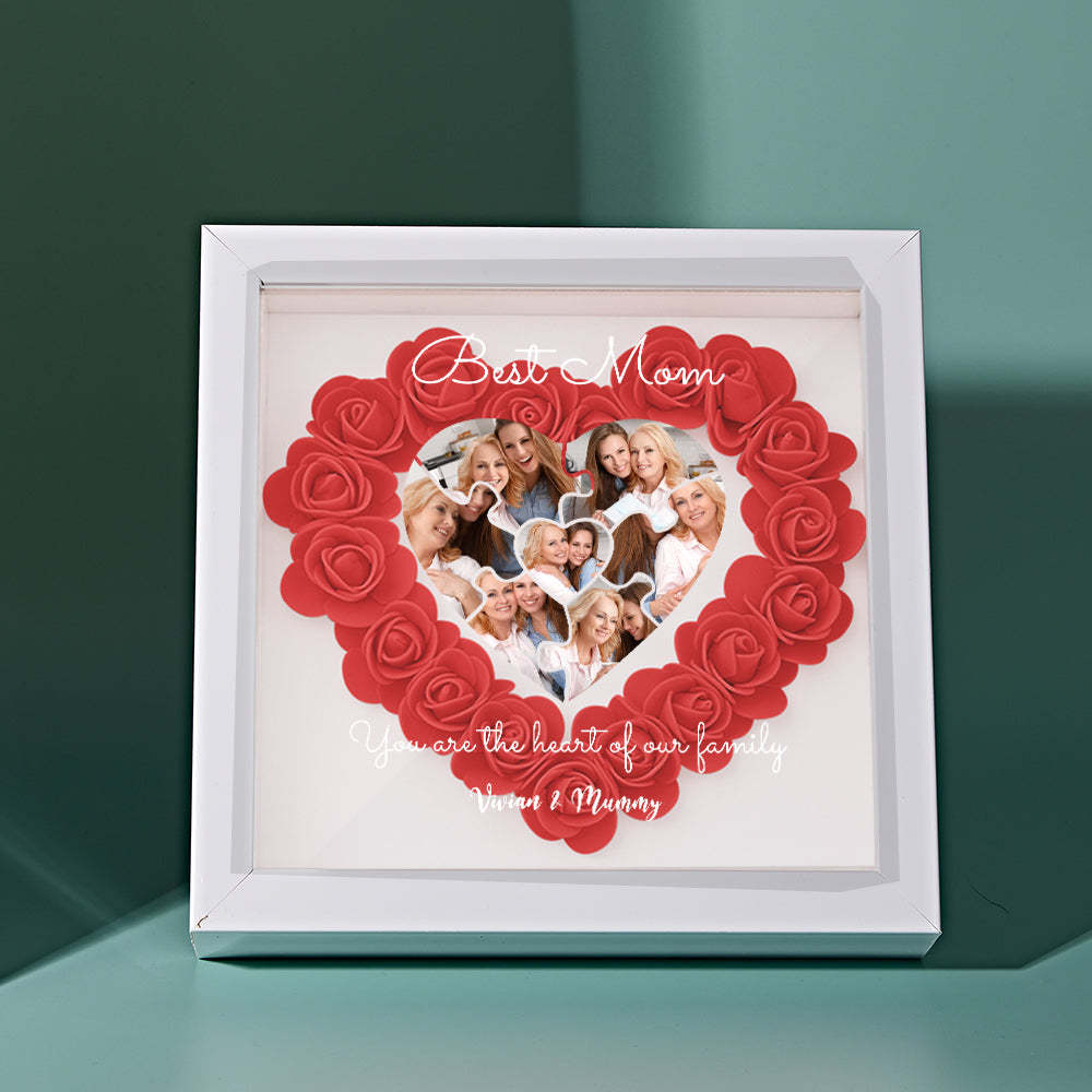 Custom Photo Puzzle Flower Shadow Box Personalized Flower Shadowbox Frame Mother's Day Gift - makephotopuzzleuk