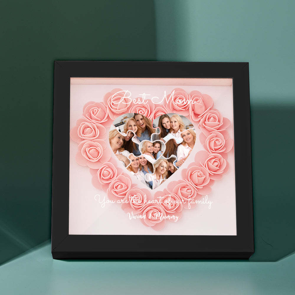 Custom Photo Puzzle Flower Shadow Box Personalized Flower Shadowbox Frame Mother's Day Gift - makephotopuzzleuk