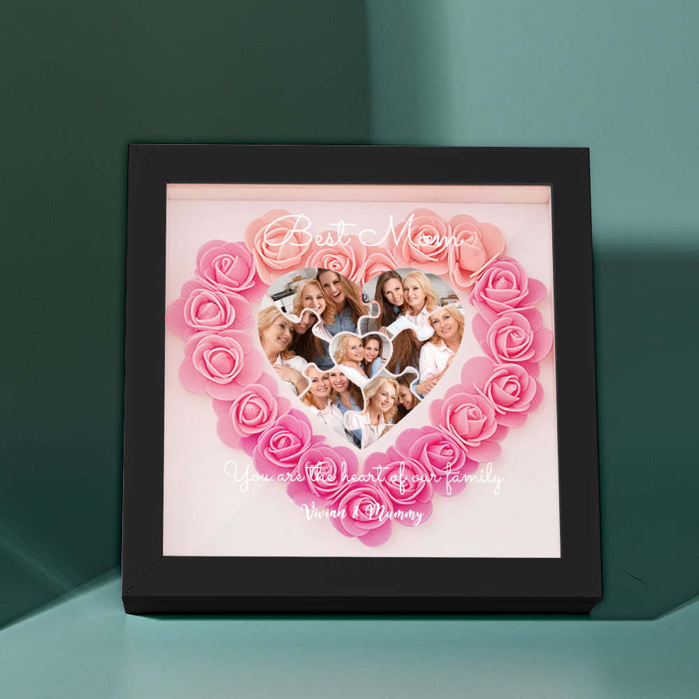 Custom Photo Puzzle Flower Shadow Box Personalized Flower Shadowbox Frame Mother's Day Gift - makephotopuzzleuk