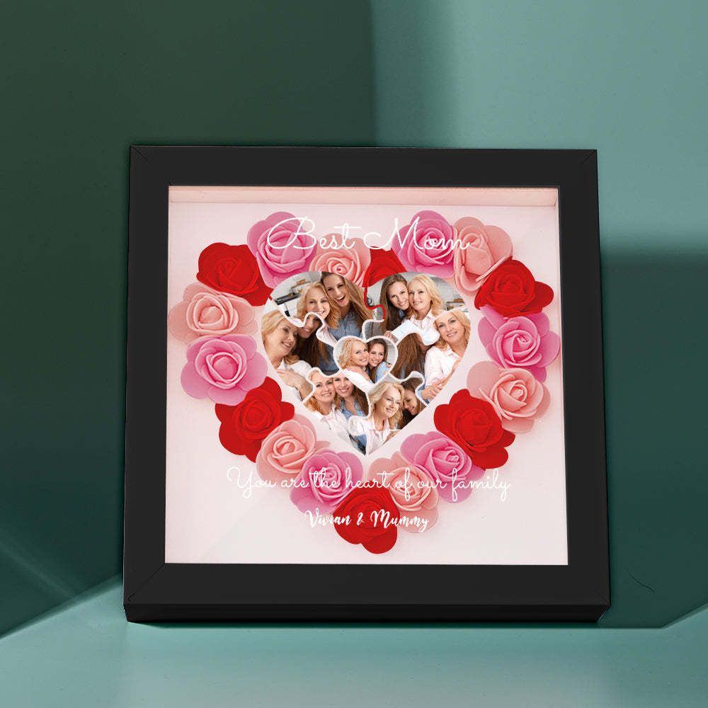 Custom Photo Puzzle Flower Shadow Box Personalized Flower Shadowbox Frame Mother's Day Gift - makephotopuzzleuk