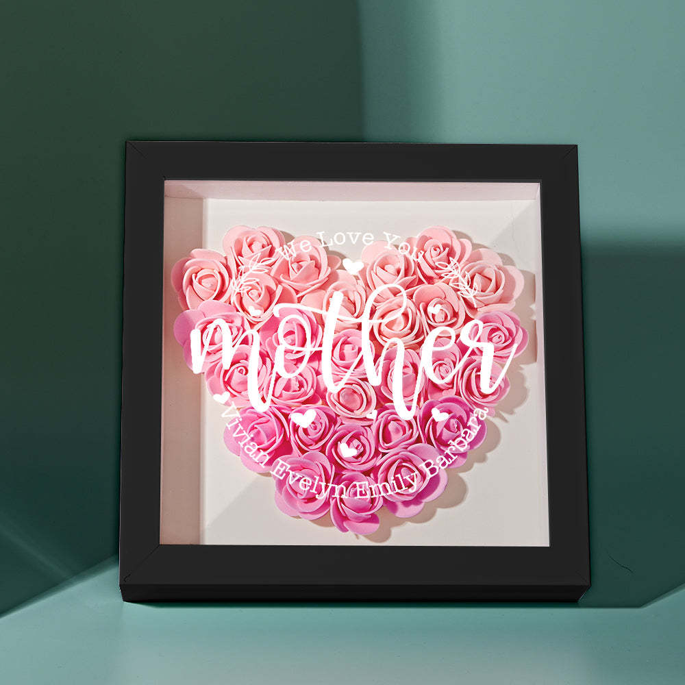 Custom Name Flower Shadow Box Personalized Flower Shadowbox Frame Mother's Day Gift - makephotopuzzleuk