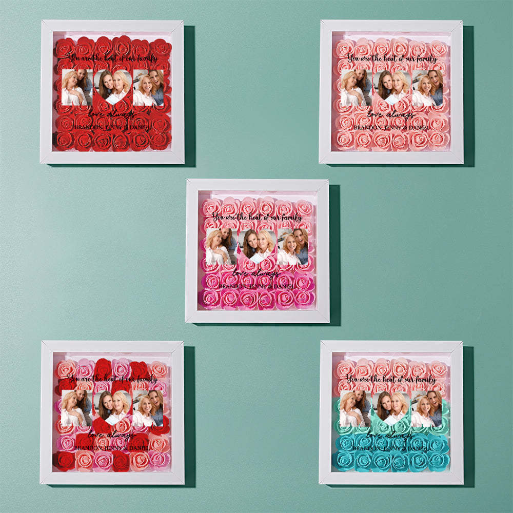 Custom Photo Flower Shadow Box Personalized Flower Shadowbox Frame Mother's Day Gift - makephotopuzzleuk