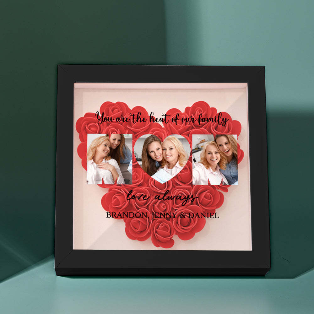 Custom Photo Flower Shadow Box Personalized Flower Shadowbox Frame Mother's Day Gift - makephotopuzzleuk