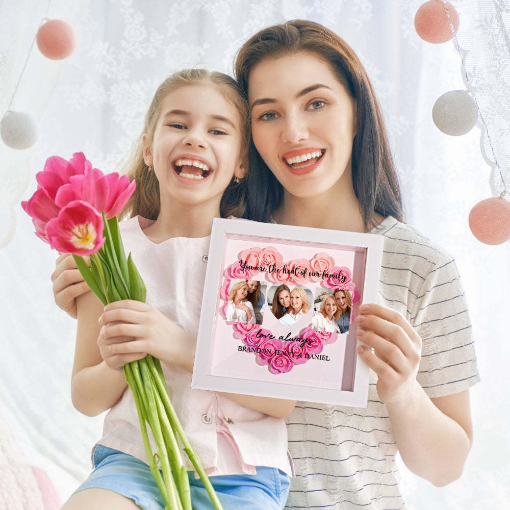 Custom Photo Flower Shadow Box Personalized Flower Shadowbox Frame Mother's Day Gift - makephotopuzzleuk