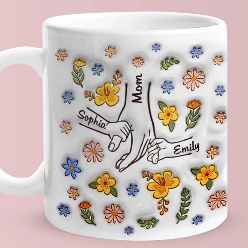 Personalised Custom 3D Inflated Effect Printed Mug You Hold Our Hands Also Our Hearts Gift For Mom Grandma - mysiliconefoodbag