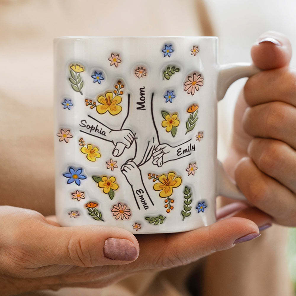 Personalised Custom 3D Inflated Effect Printed Mug You Hold Our Hands Also Our Hearts Gift For Mom Grandma - mysiliconefoodbag