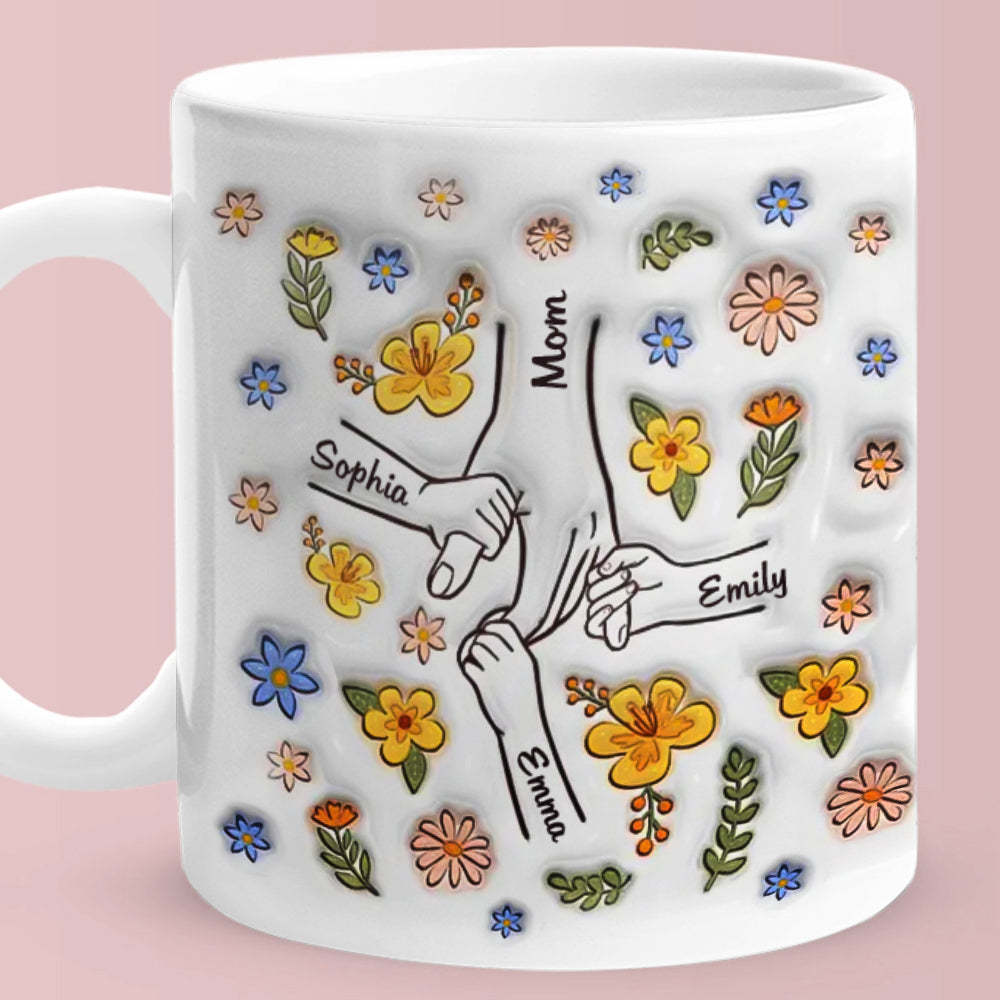 Personalised Custom 3D Inflated Effect Printed Mug You Hold Our Hands Also Our Hearts Gift For Mom Grandma - mysiliconefoodbag