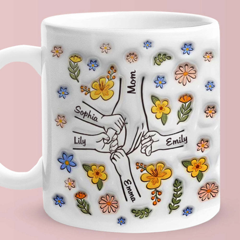 Personalised Custom 3D Inflated Effect Printed Mug You Hold Our Hands Also Our Hearts Gift For Mom Grandma - mysiliconefoodbag