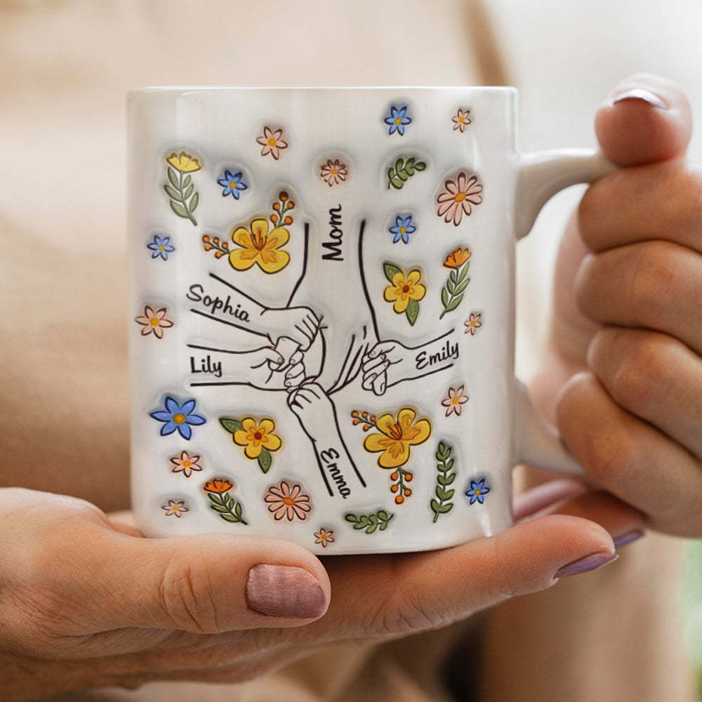 Personalised Custom 3D Inflated Effect Printed Mug You Hold Our Hands Also Our Hearts Gift For Mom Grandma - mysiliconefoodbag