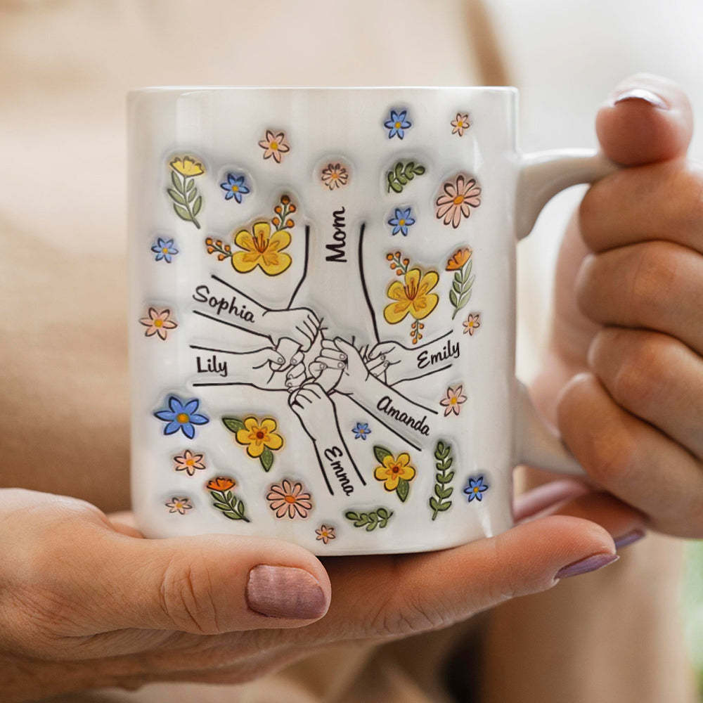 Personalised Custom 3D Inflated Effect Printed Mug You Hold Our Hands Also Our Hearts Gift For Mom Grandma - mysiliconefoodbag