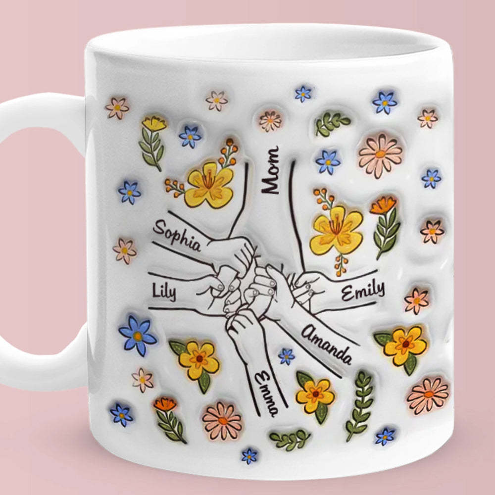 Personalised Custom 3D Inflated Effect Printed Mug You Hold Our Hands Also Our Hearts Gift For Mom Grandma - mysiliconefoodbag