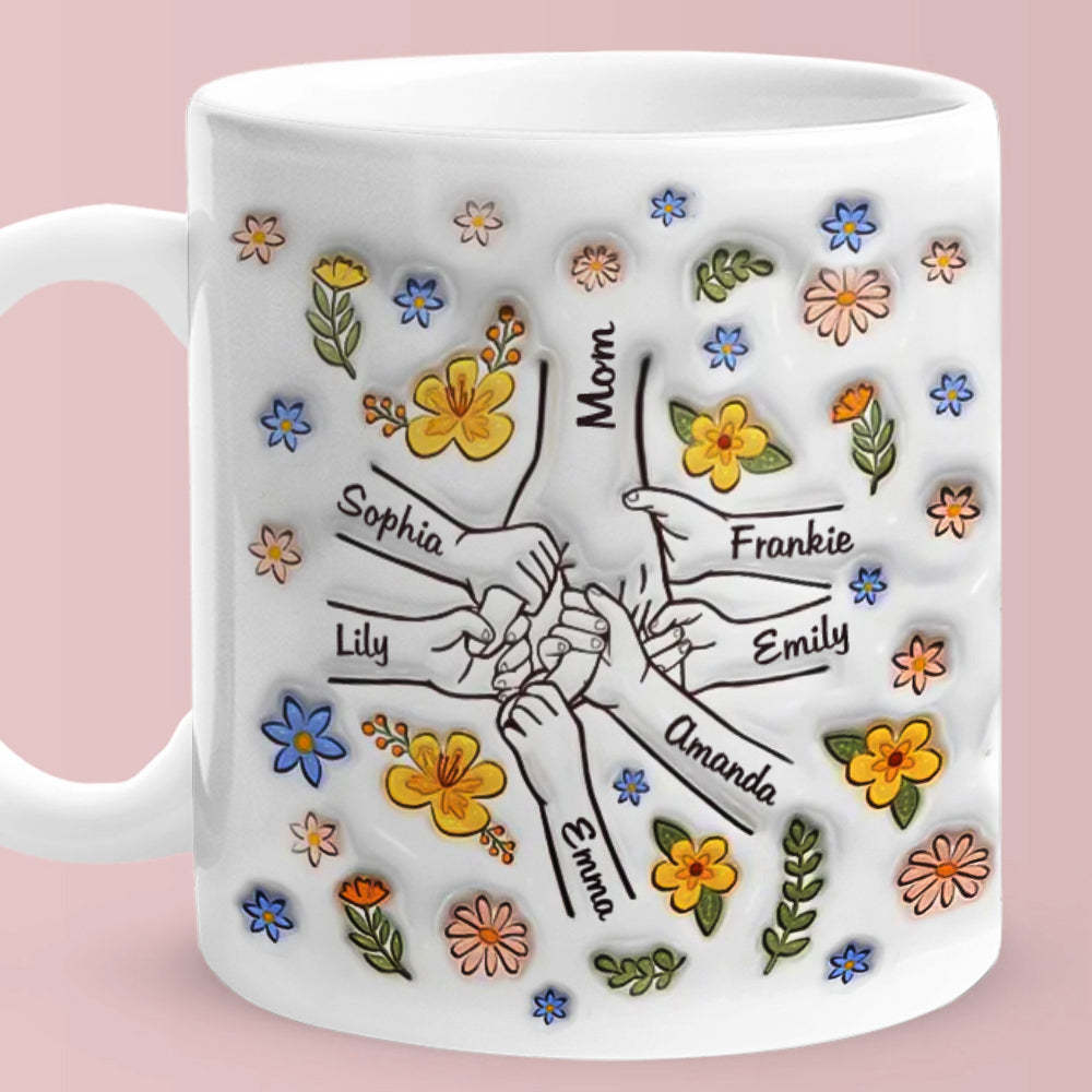 Personalised Custom 3D Inflated Effect Printed Mug You Hold Our Hands Also Our Hearts Gift For Mom Grandma - mysiliconefoodbag