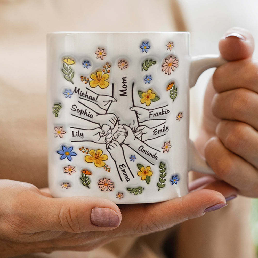Personalised Custom 3D Inflated Effect Printed Mug You Hold Our Hands Also Our Hearts Gift For Mom Grandma - mysiliconefoodbag