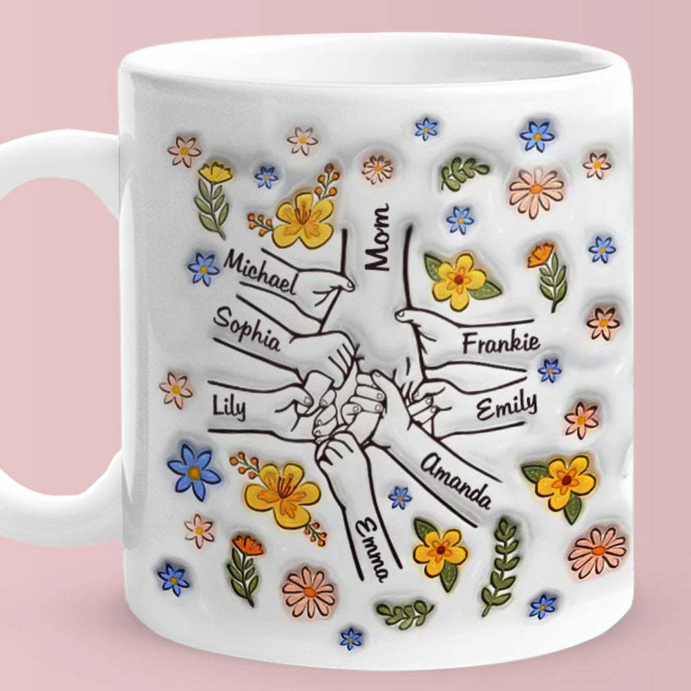 Personalised Custom 3D Inflated Effect Printed Mug You Hold Our Hands Also Our Hearts Gift For Mom Grandma - mysiliconefoodbag
