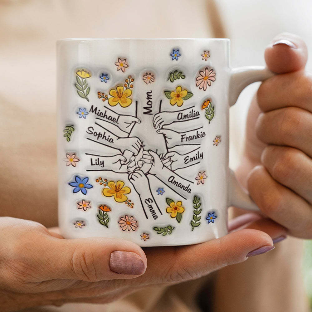 Personalised Custom 3D Inflated Effect Printed Mug You Hold Our Hands Also Our Hearts Gift For Mom Grandma - mysiliconefoodbag