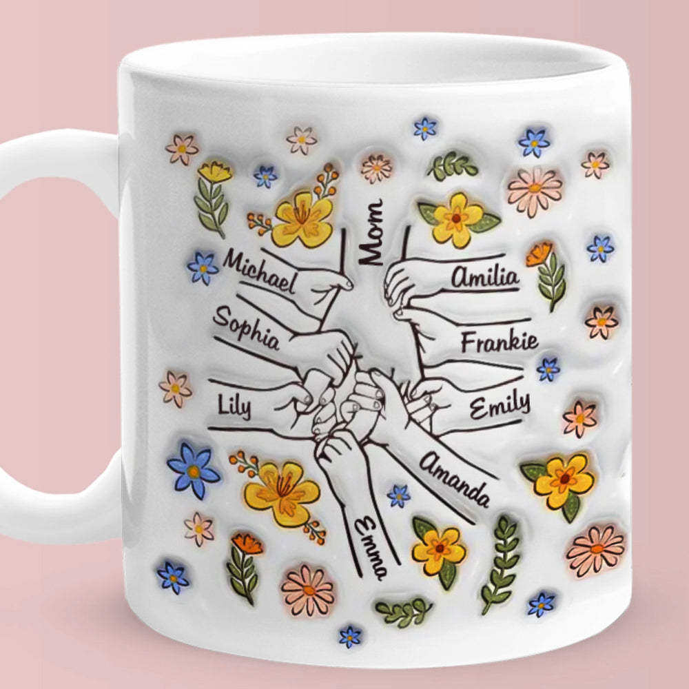 Personalised Custom 3D Inflated Effect Printed Mug You Hold Our Hands Also Our Hearts Gift For Mom Grandma - mysiliconefoodbag