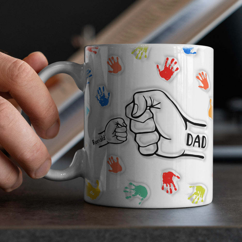 Personalized Custom Names 3D Inflated Effect Printed Mug Gift for Dad Grandpa - mysiliconefoodbag