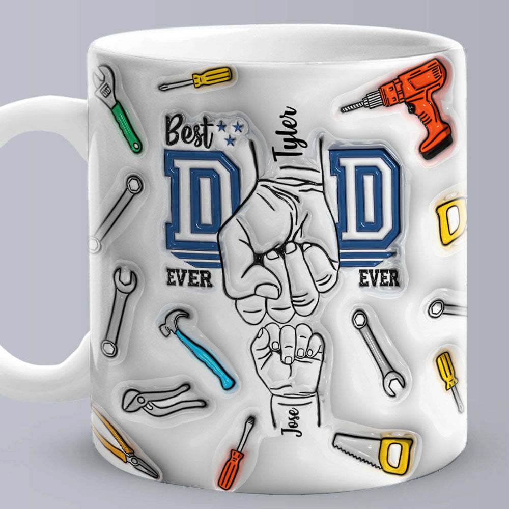 Father's Day Gifts Custom 1-6 Kids Personalized Names 3D Inflated Effect Printed Mug Best Dad Ever - mysiliconefoodbag