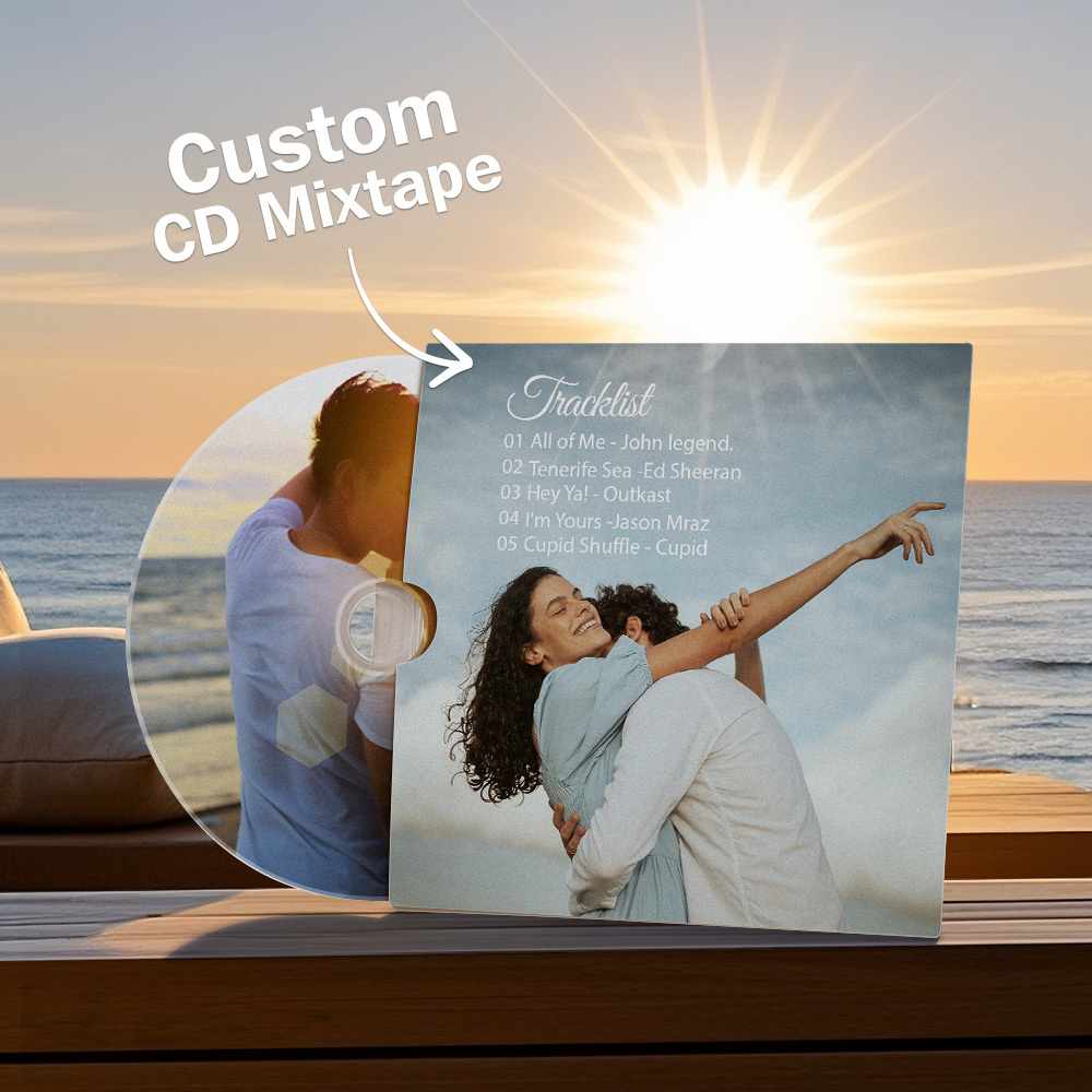 Custom Photo CD Mixtape Photo Jacket Choose 5/10/16 Songs Mixtape CD Music Gift For Him/Her