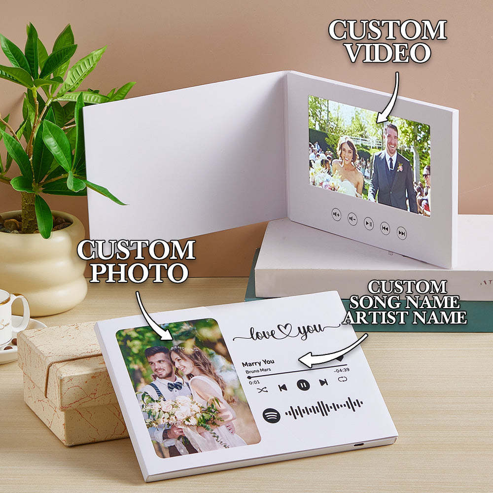 Personalised Video Book Custom Video Greeting Card Brochures Video Book Gift for Couples