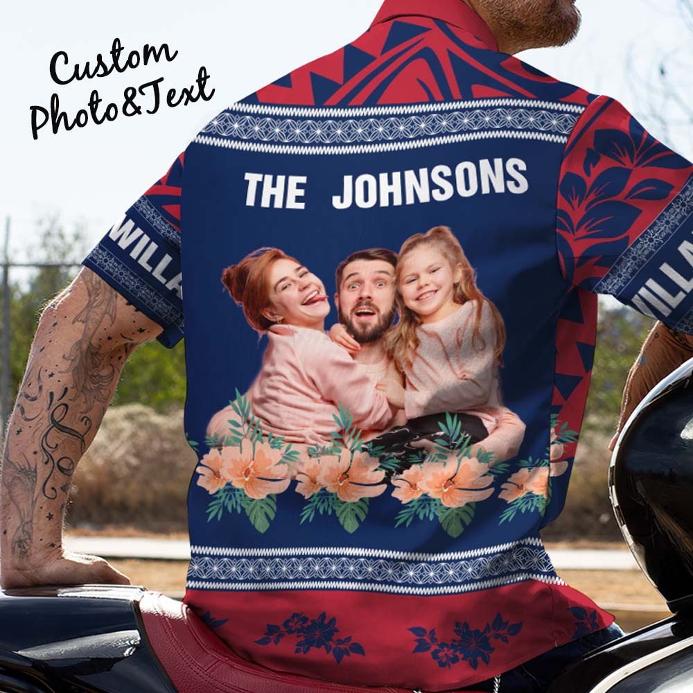 Custom Famliy Aloha Shirt Personalized Hibiscus Tropical Hawaiian Shirts For Men - makephotopuzzleuk