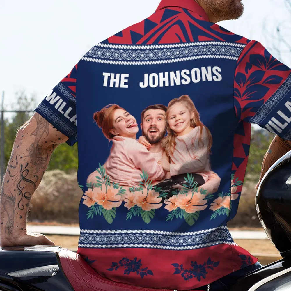 Custom Famliy Aloha Shirt Personalized Hibiscus Tropical Hawaiian Shirts For Men - makephotopuzzleuk