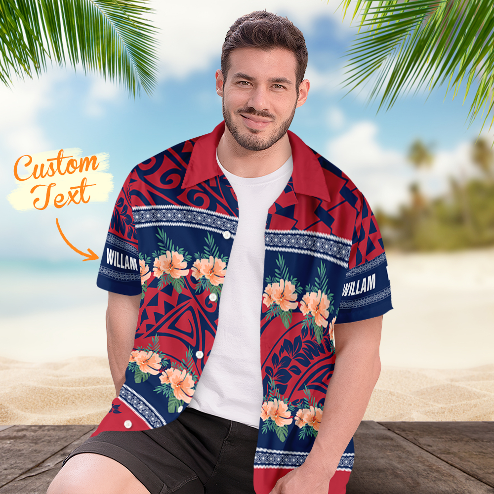 Custom Famliy Aloha Shirt Personalized Hibiscus Tropical Hawaiian Shirts For Men - makephotopuzzleuk