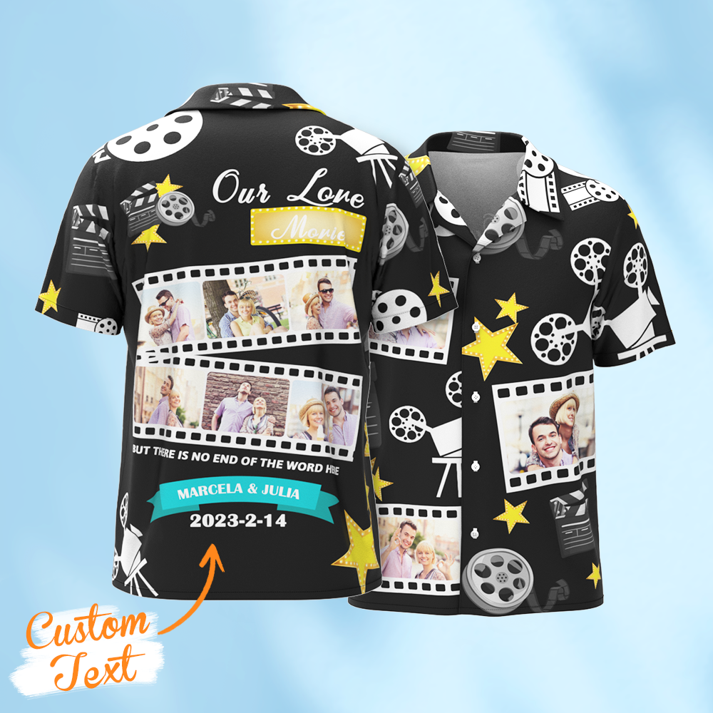 Custom Photo Hawaiian Shirts Our Love Movie Shirts With 3-6 Photos Button-down Shirts Gifts For Him - makephotopuzzleuk