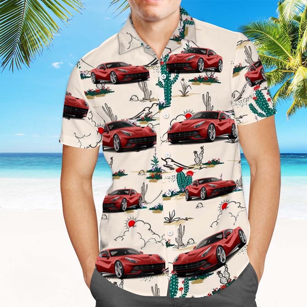 Upload Car Photo Hawaiian Shirt, Custom Hawaiian Shirt For Him, 1-3 Photos(Car or Face), 4 Designs Available Gift For Car Lovers - makephotopuzzleuk