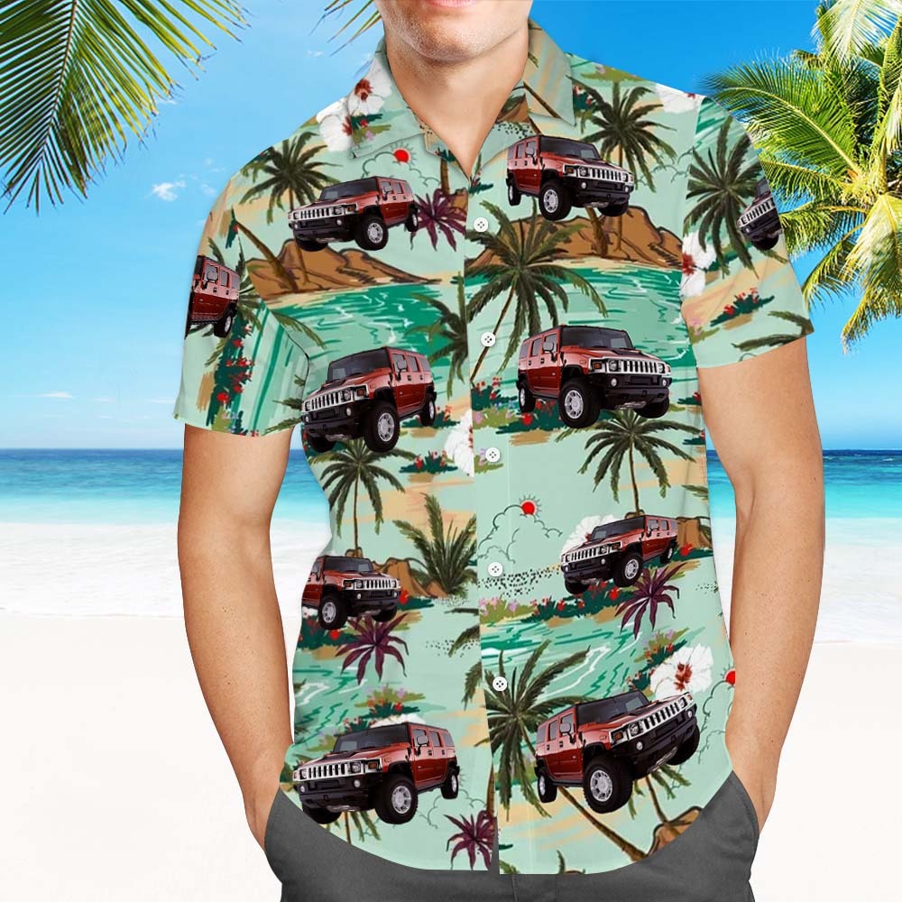 Upload Car Photo Hawaiian Shirt, Custom Hawaiian Shirt For Him, 1-3 Photos(Car or Face), 4 Designs Available Gift For Car Lovers - makephotopuzzleuk