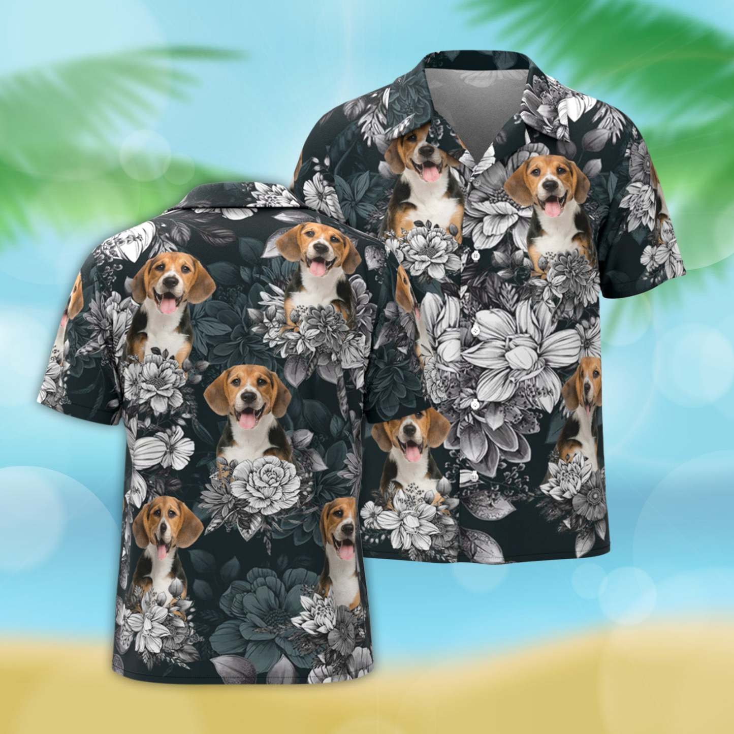 Custom Hawaiian Shirt With Pet Face Personalised Rose Hawaiian Shirt All Over Print Hawaiian Shirt For Men - makephotopuzzleuk