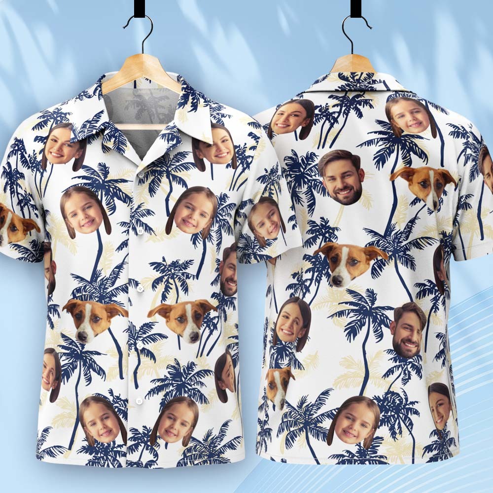 Custom Hawaiian Shirt with Face, Custom Hawaiian Shirt for Men Women, Personalized Hawaiian Shirt, Picture Hawaiian Shirt, Gift for Dad - makephotopuzzleuk