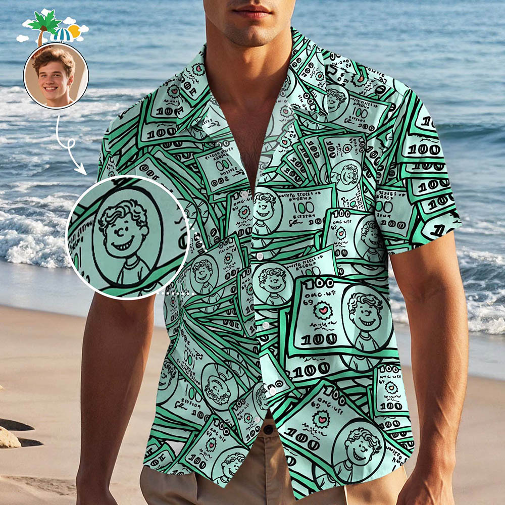 Custom Face Shirt Personalized Cartoon Hawaiian Aloha Shirt Funny Gift For Him - makephotopuzzleuk