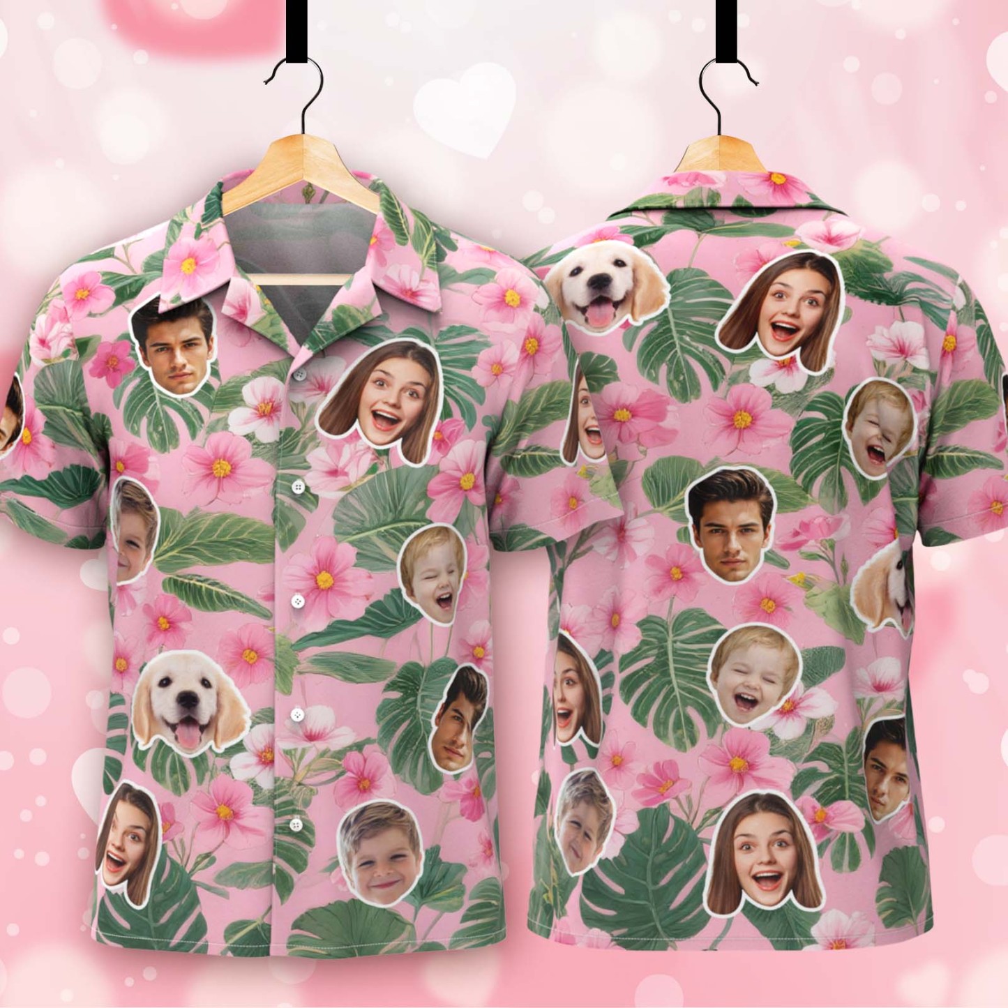 Custom Face Hawaiian Shirt Tropical Leaves Personalized Aloha Beach Shirt Summer Vacation Gift for Men - makephotopuzzleuk