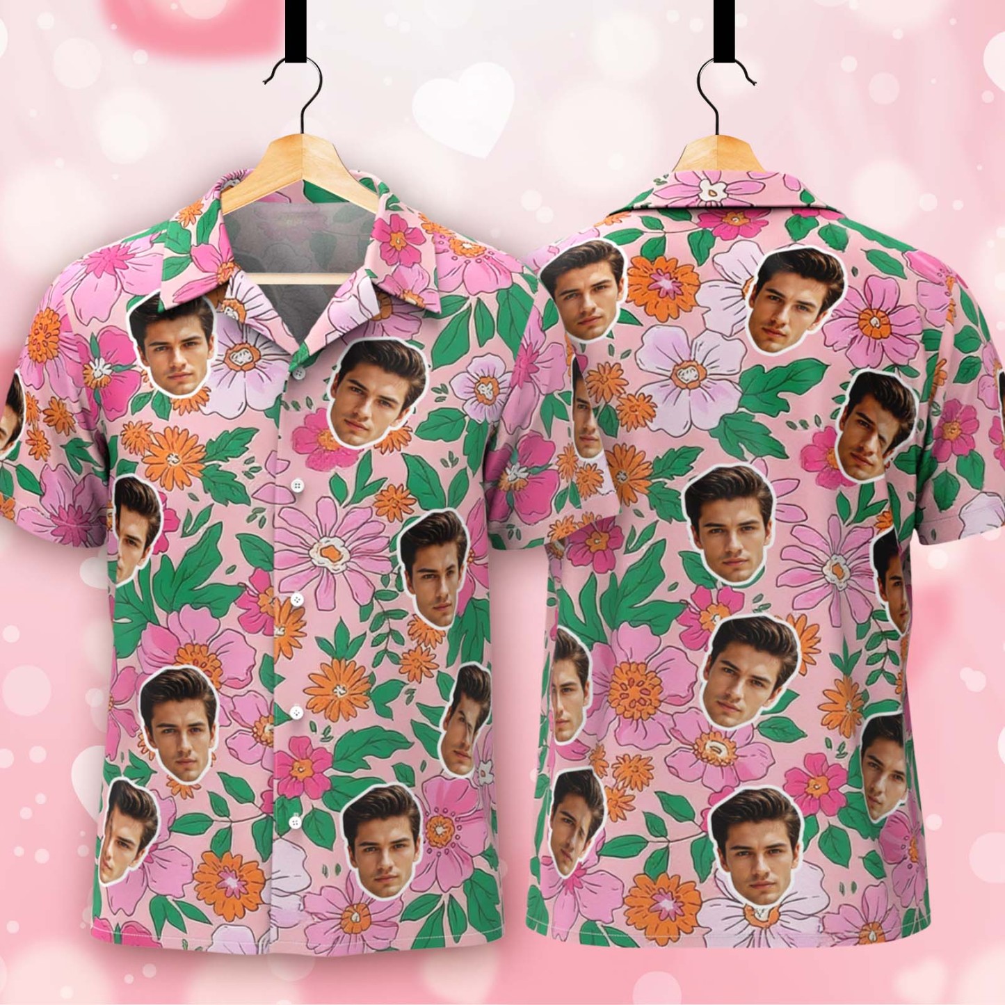 Custom Face Floral Print Hawaiian Shirt Personalized Vacation Aloha Shirt Unique Gift for Men - makephotopuzzleuk