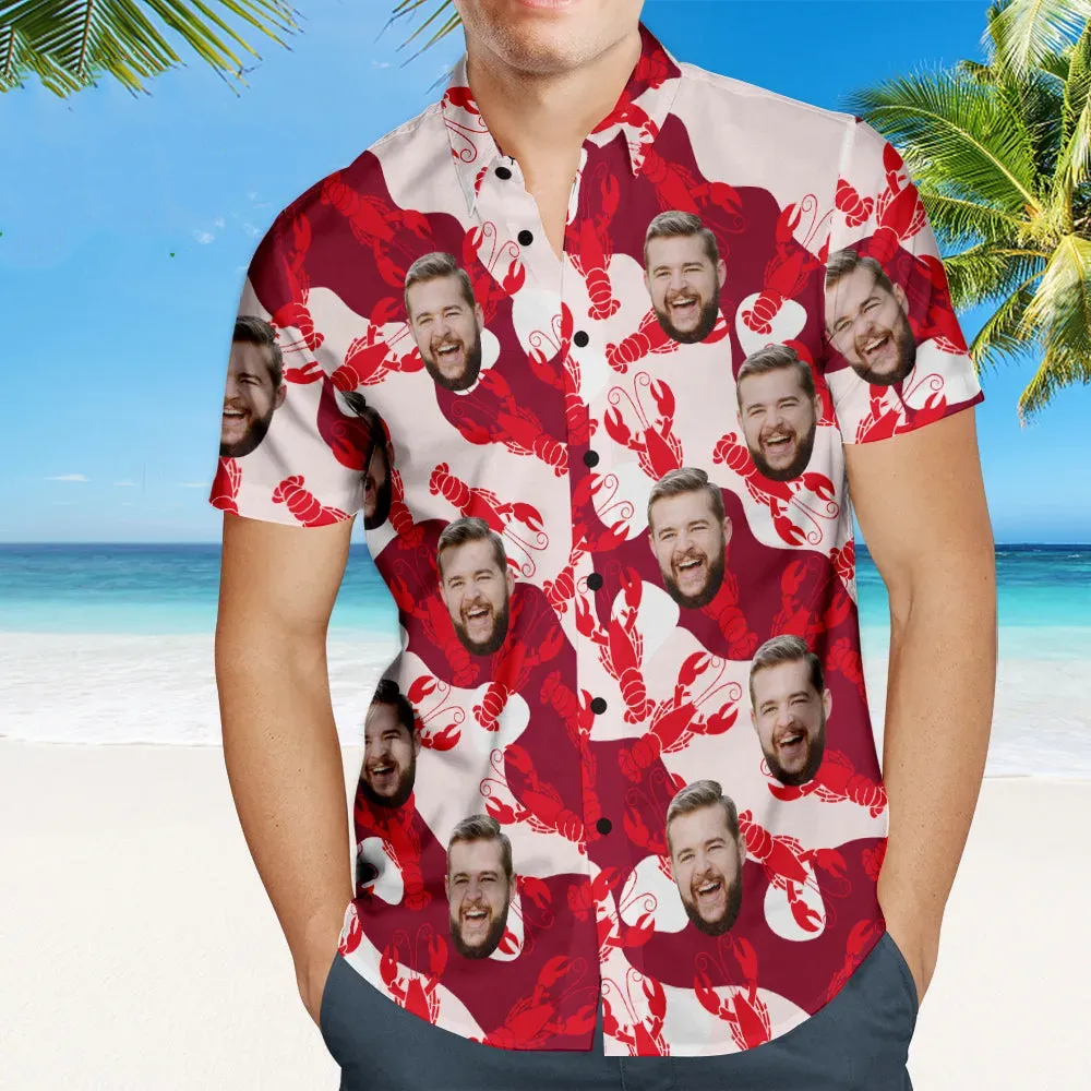 Custom Face Hawaiian Shirt Lobster Style Personalised Face Shirt