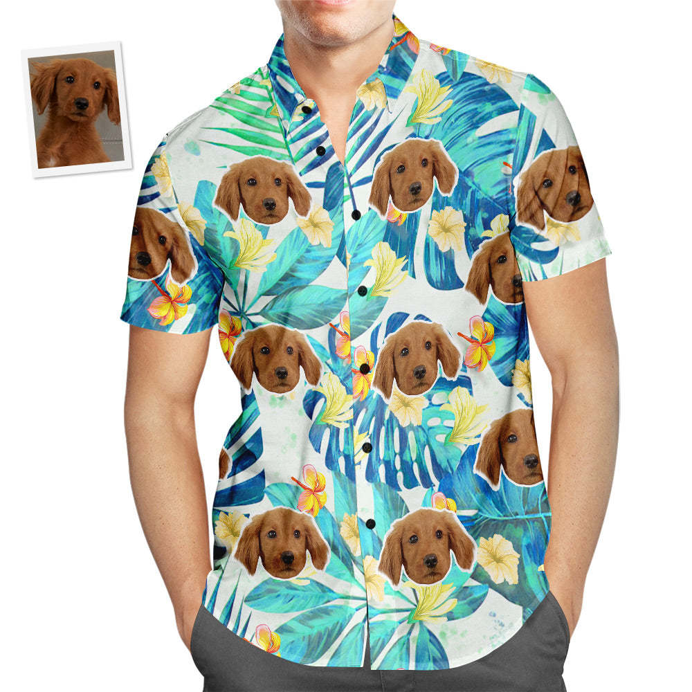 Custom Face Hawaiian Shirt Vintage Flower Plant Men's Popular All Over Print Hawaiian Beach Shirt Holiday Gift - PetGiftsCustom