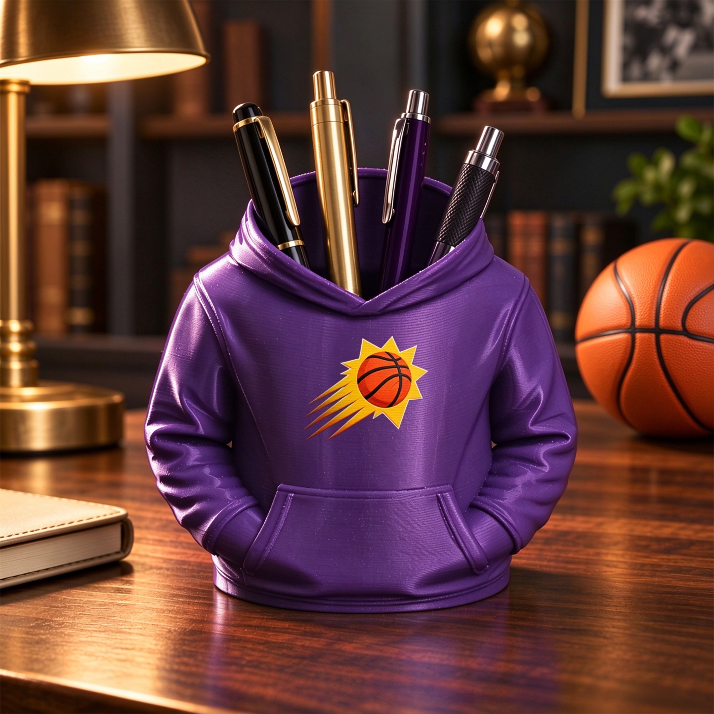 Basketball Hoodie Desk Organizer, Pen Pencil and Utensil Holder Fan Gift - makephotopuzzleuk