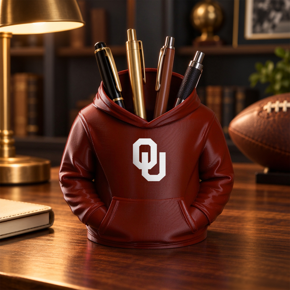 College Hoodie Desk Organizer, Pen Pencil and Utensil Holder, 3D Printed College Football Office and Kitchen Decor, Fan Gift - makephotopuzzleuk